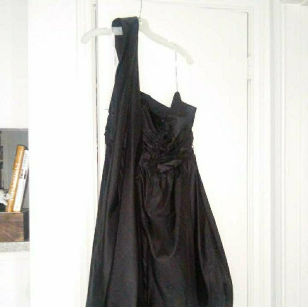 Davids Bridal Black Bubble bride maid Dress